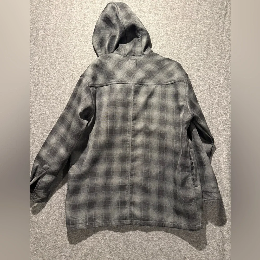 Dickies Fleece Lined Jacket mens XL 46-48 plaid gray black snap button up heavy - Picture 6 of 11